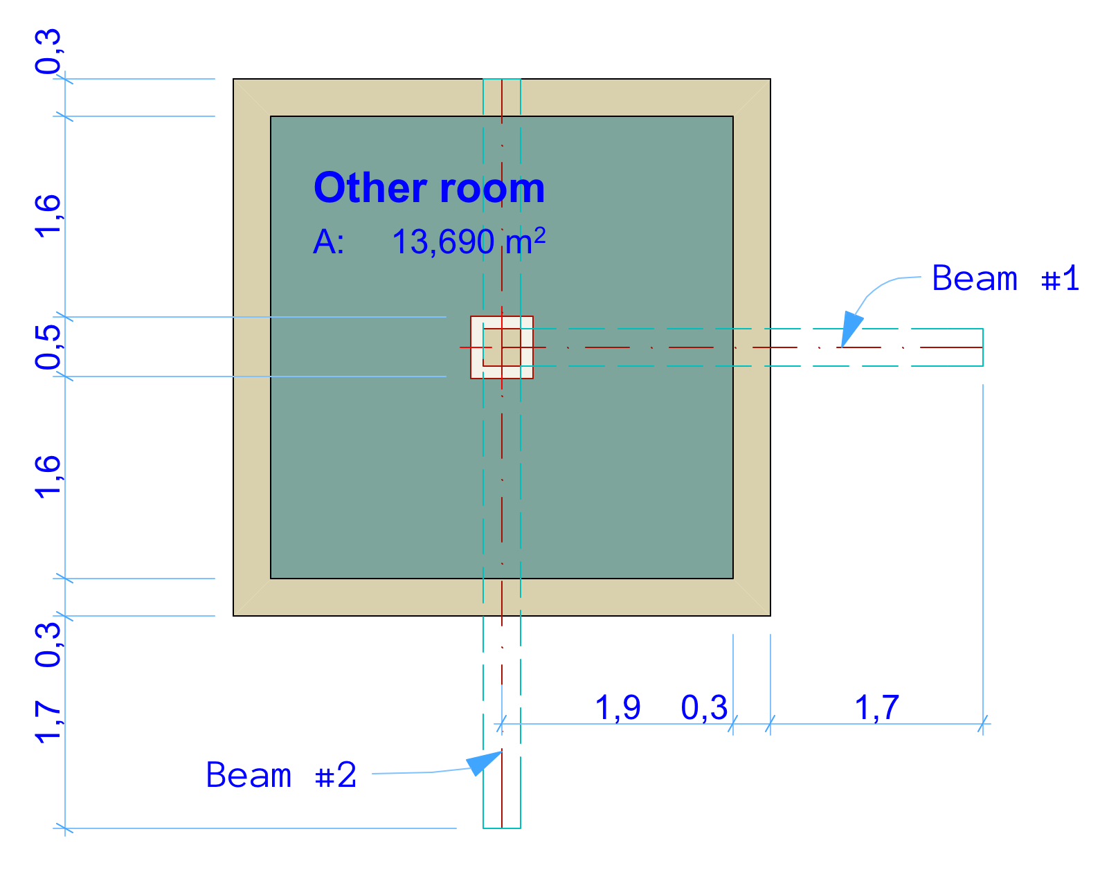 Room beam part